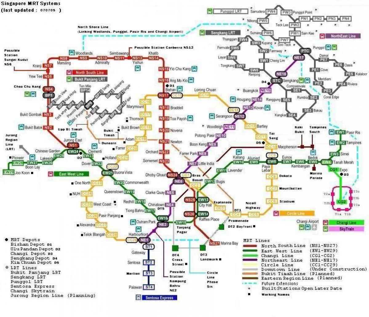 एमआरटी 7 स्टेशनों के मानचित्र