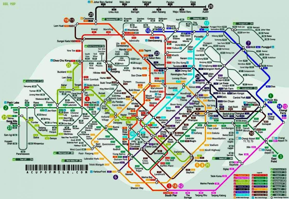 एमआरटी मार्ग नक्शा, सिंगापुर