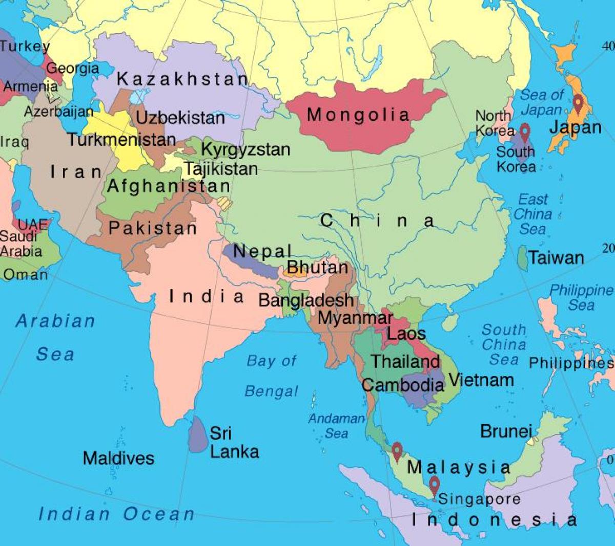 सिंगापुर एशिया का नक्शा