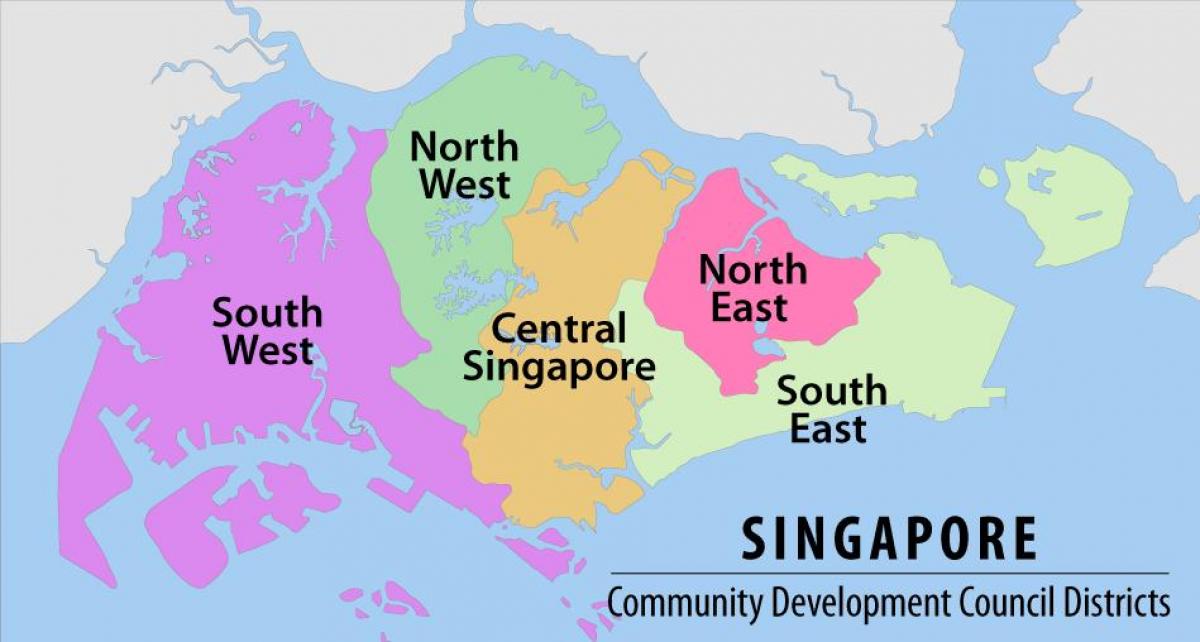 नक्शे में सिंगापुर के क्षेत्र
