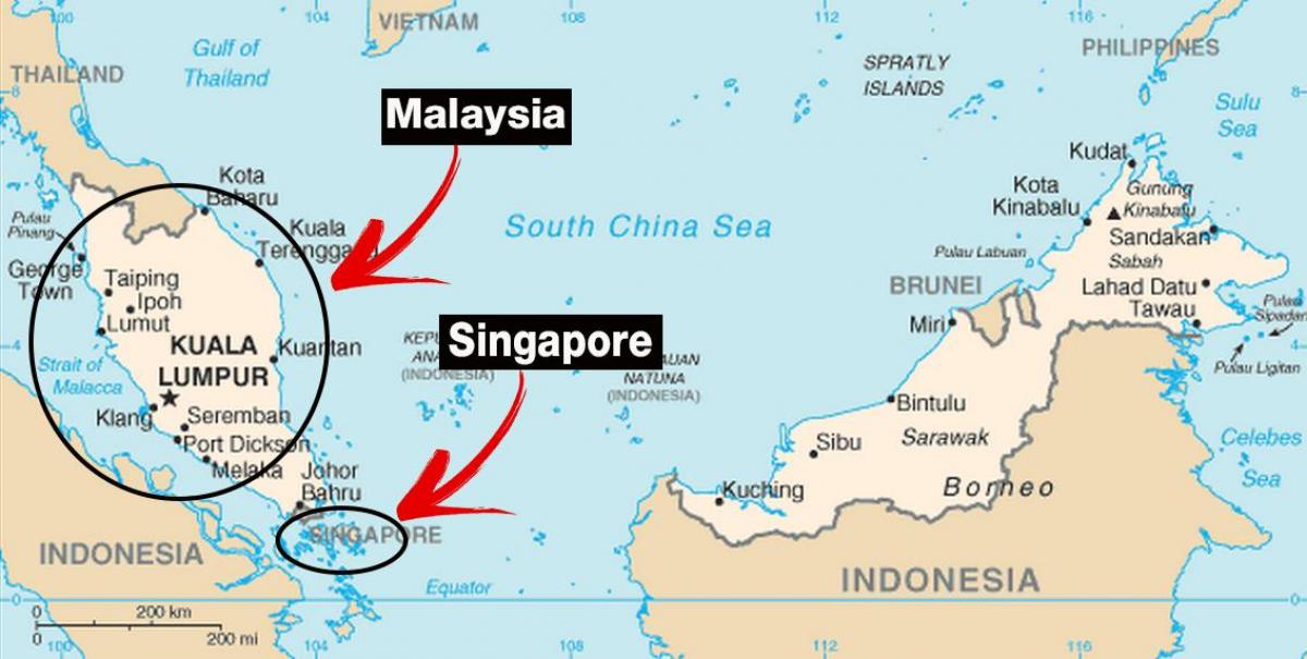 सिंगापुर दुनिया के नक्शे