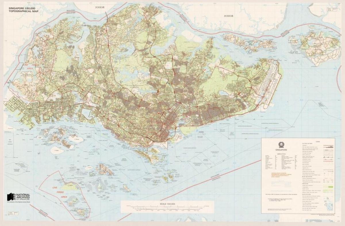 नक्शे में सिंगापुर के स्थलाकृतिक