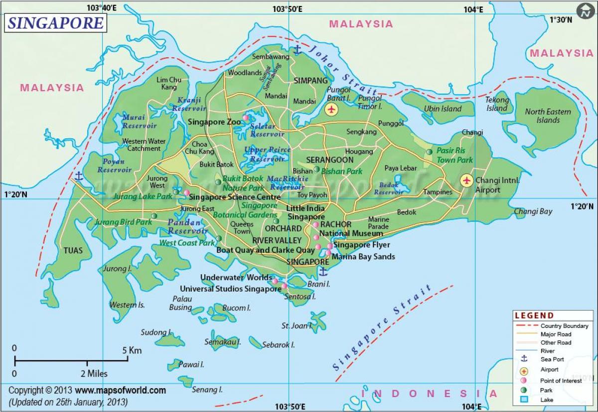सिंगापुर मानचित्र पर स्थान